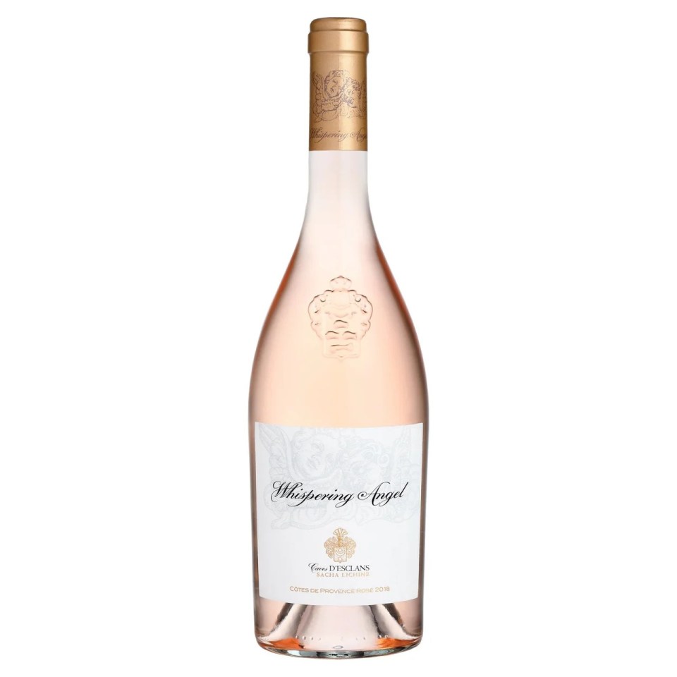 Bottle of Whispering Angel rosé wine.