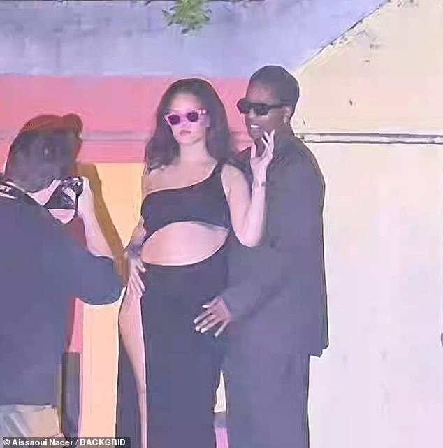 The couple looked happy as they posed for photos together