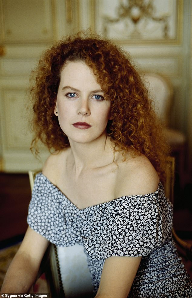 Nicole's Cannes look was drastically different to her naturally curly red locks. Pictured in 1989