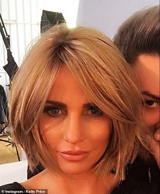 Katie admitted to wearing wigs after suffering hair loss and damaged hair (pictured, Katie wearing a short blonde bob wig)