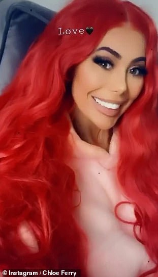 The Geordie Shore star, 29, is a natural brunette but has extensively dyed her hair blonde throughout the years so has experimented with wigs including this red one