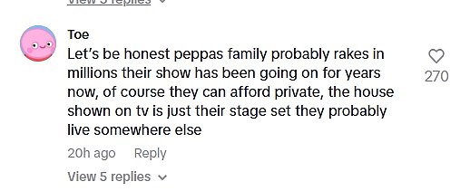 Peppa Pig fans have questioned where the family got their money from to afford private care. One joked: 'They have their own reality TV show!'
