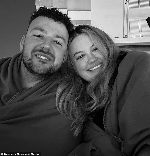 Sophie, a tax sales account executive, said: 'I'm grateful that date happened because I would have never met James (pictured together). It's really weird how it worked out'