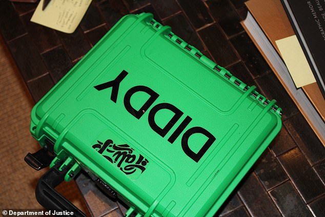 A bright green case emblazoned with Diddy's name was discovered during the Star Island raid...