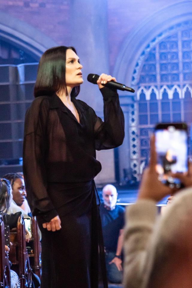 Jessie J performing at an intimate concert.