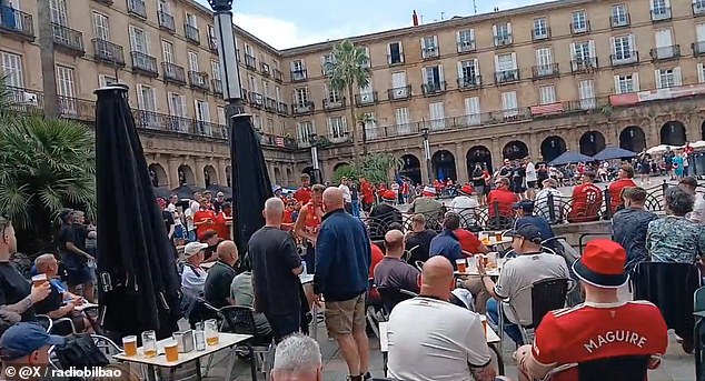 Man United fans have been based in Plaza Nueva in the city in the build-up to the final