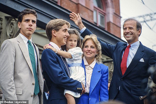Then-Senator Joe Biden, in 1987, campaigning with Jill, sons Beau and Hunter and daughter Ashley