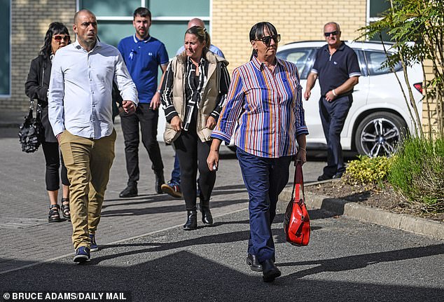 Members of Jay Slater's family including his mother Debbie Duncan (front right) arrive at Preston Coroner's Court in Lancashire for the inquest into the death of the 19-year-old
