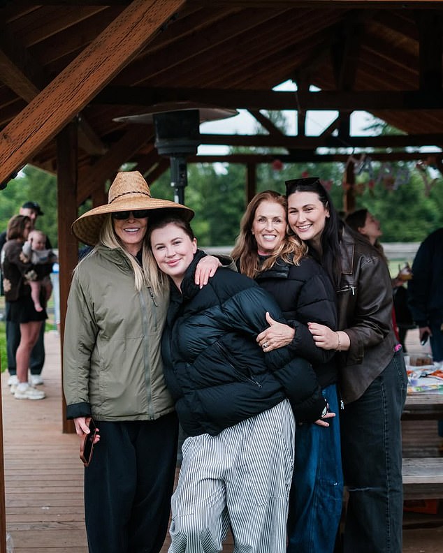 Kim was seen in a snap with her daughter, plus her friend Abby and Maddie, with Kim donning a brown straw hat and black sunglasses