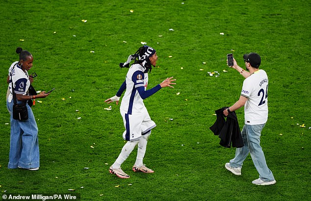 Djed Spence was seen dancing in celebration on the pitch at the San Mames Stadium