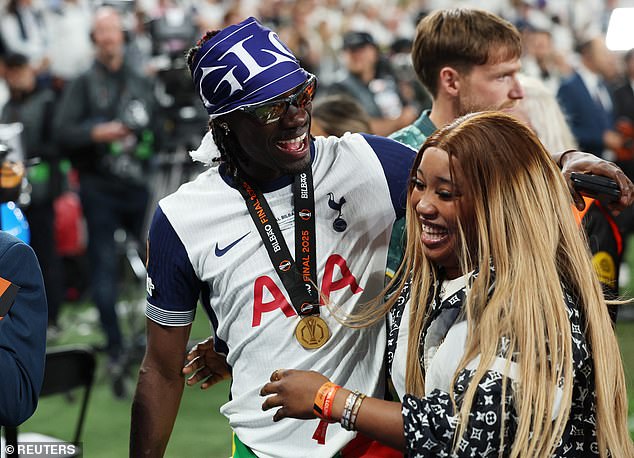 The midfielder was among the stars to bring family and friends onto the pitch post-match
