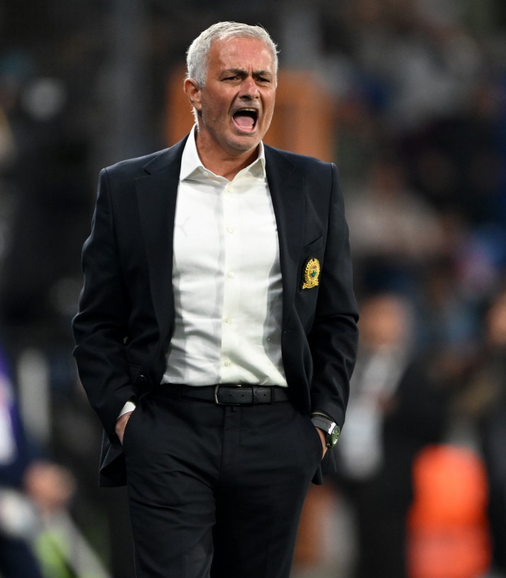 ISTANBUL, TURKIYE - MAY 9: Fenerbahce head coach Jose Mourinho reacts as he follows the Turkish Super Lig week 35 match between RAMS Basaksehir and Fenerbahce at Basaksehir Fatih Terim Stadium in Istanbul, Turkiye on May 9, 2025. (Photo by Ali Atmaca/Anadolu via Getty Images)