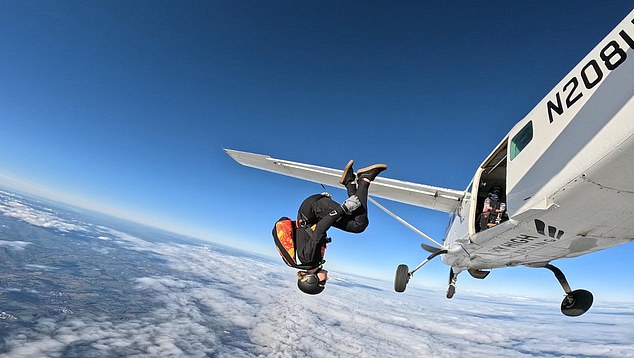 Initial reports had assumed Jade's death was a tragic accident. But SkyHigh Skydiving later issued a statement saying that her death was suspected to have been 'a deliberate act'. Pictured: Jade skydiving on a previous occasion