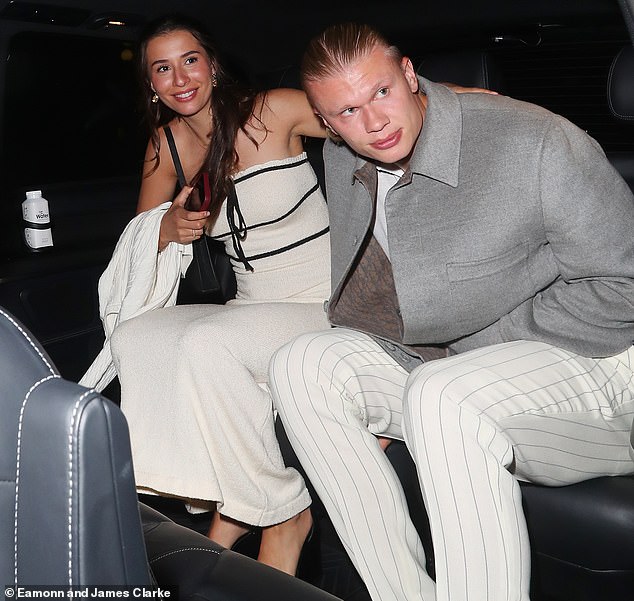 Erling Haaland scooted away just before 1am with his girlfriend Isabel Haugseng Johansen