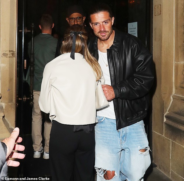 Jack Grealish was the last to leave at 1.35am, forcing his way past a drunk staff member