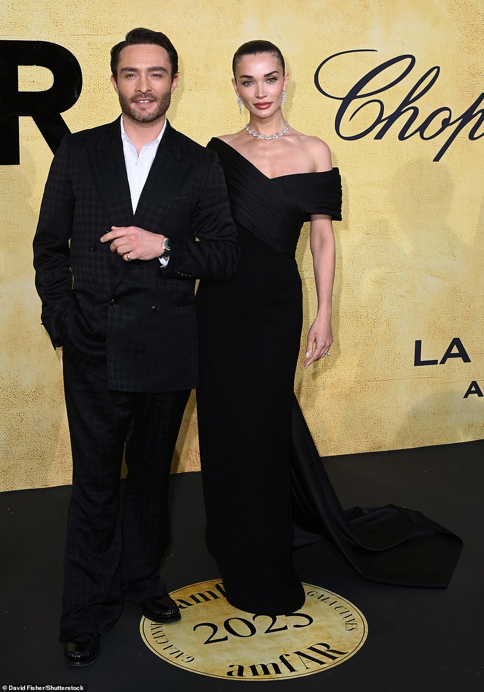 Ed Westwick and Amy Jackson opted for matching black ensembles