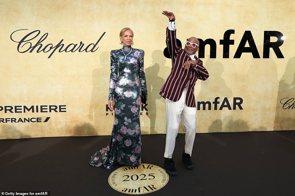 Tonya Lewis Lee and Spike Lee put on an animated display for the cameras