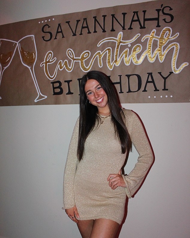 Savannah, pictured on her 20th birthday, is frustrated her cyst went undetected for so long