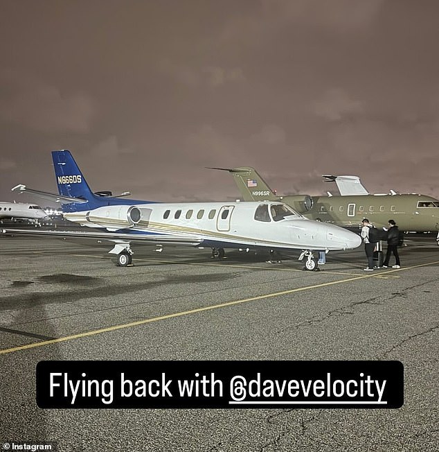 Williams shared a snap to his Instagram stories as he boarded the plane in the Garden State, telling his followers that he was flying with music agent and pilot Dave Shapiro