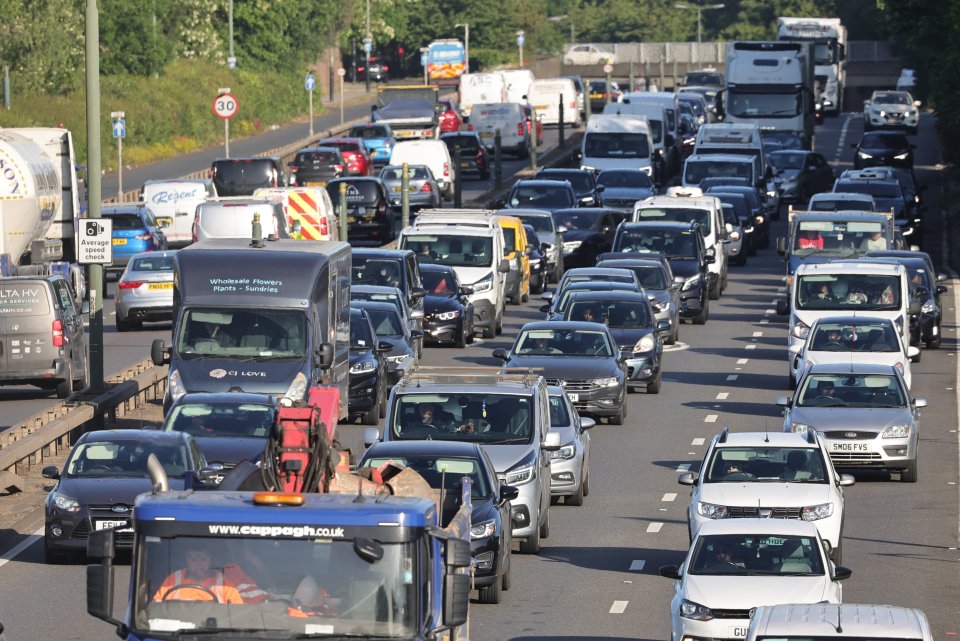 Traffic jam on a highway.