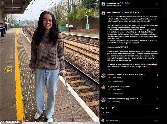 A post on O'Connor's Instagram from February 16 details how she had a miscarriage before being diagnosed with cancer