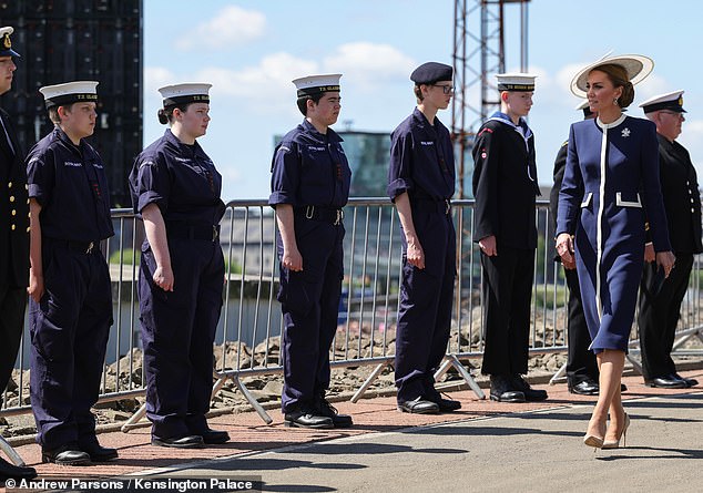 The Prince of Wales and The Princess of Wales, Sponsor HMS Glasgow, attend the ship's naming ceremony at the BAE Systems' shipyard