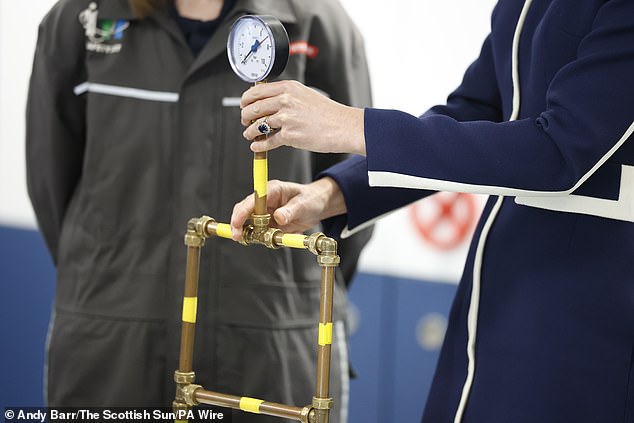 The Princess of Wales during an activity at the BAE Systems' Shipbuilding Academy