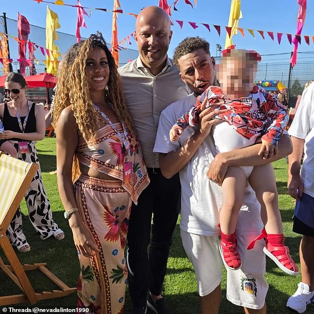 Title-winning manager Slot was snapped at the party after returning from a holiday in Ibiza