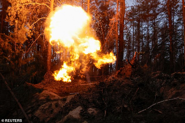 Service members of the 115th Separate Mechanized Brigade of the Ukrainian Armed Forces fire a mortar towards Russian troops, at a position in a front line, amid Russia's attack on Ukraine, in Donetsk region, Ukraine May 16, 2025