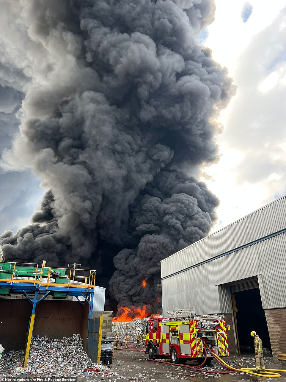 Northamptonshire Fire and Rescue Service (NFRS) say they also deployed three turntable ladders, two water bowsers and a high-volume pump.