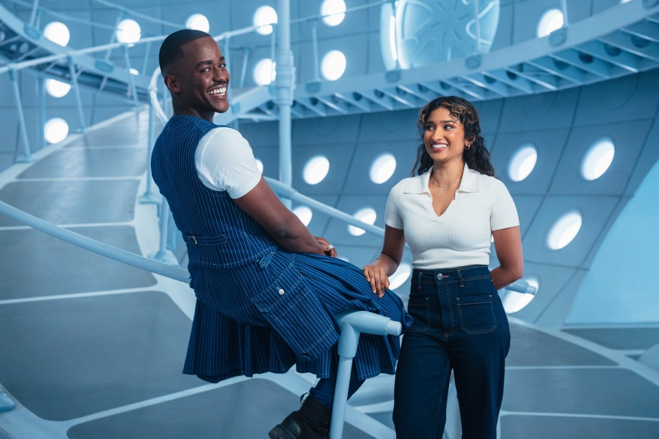Ncuti Gatwa and Belinda Chandra in Doctor Who season 2.