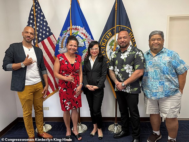 Vin Armani said having his name dragged in Diddy's trial has caused him and his community in Saipan unnecessary stress and attention. He is pictured here with Congresswoman Kimberlyn King-Hinds and other prominent community members who recently visited the Saipan District Office