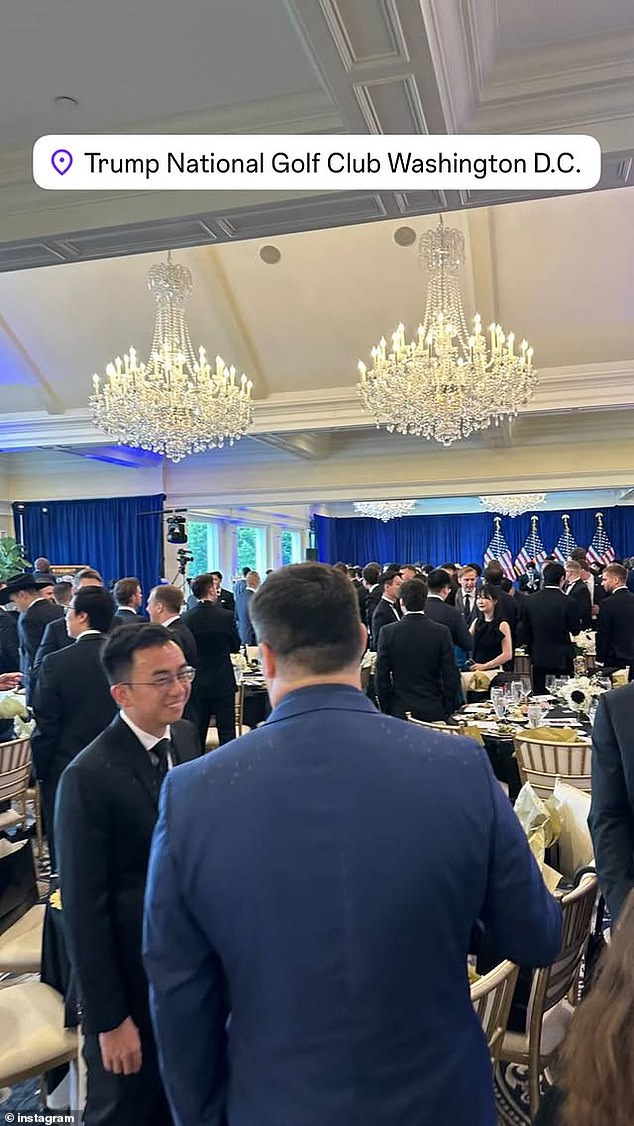 Guests posted photos on social media of Trump's Thursday night dinner at his Virginia golf club