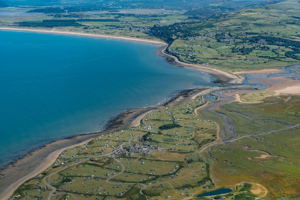 Aerial view of Shell Island, Wales.