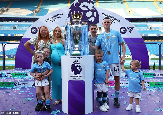 Foden celebrated winning a fourth successive title for Manchester City with his family in 2024