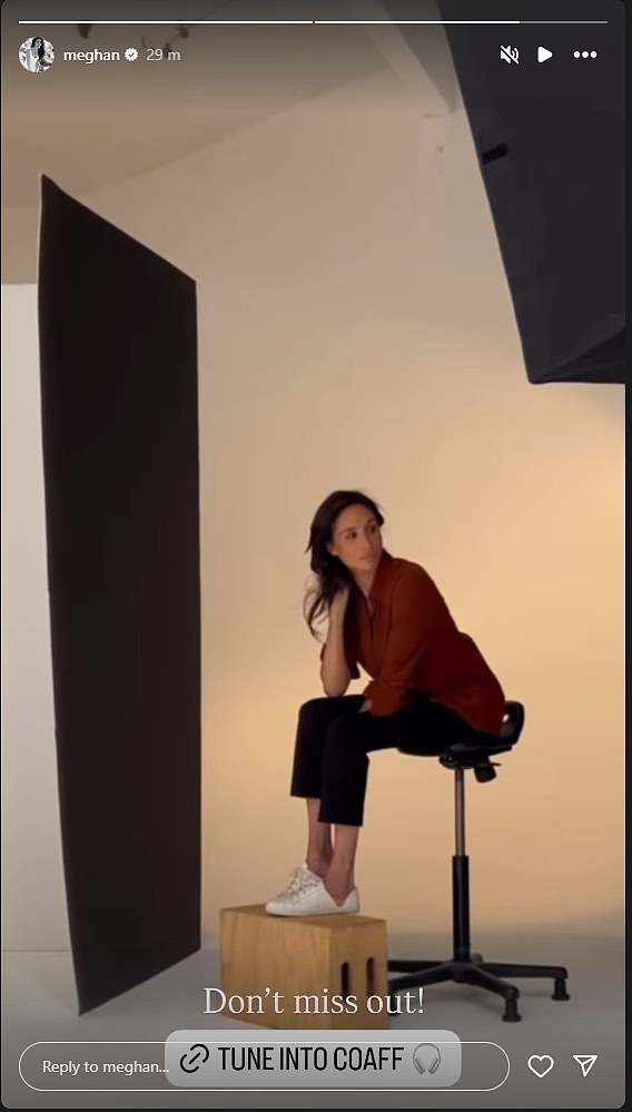 Another still from Meghan's behind-the-scenes reel posted on Instagram earlier today