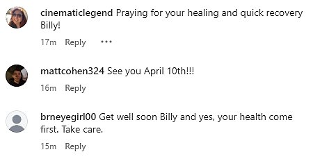 Fans sent their prayers and well-wishes for a speedy recovery on social media