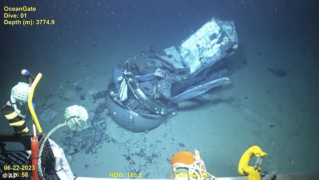 The Titan submersible is seen on the floor of the Atlantic in June 2023 following the disaster