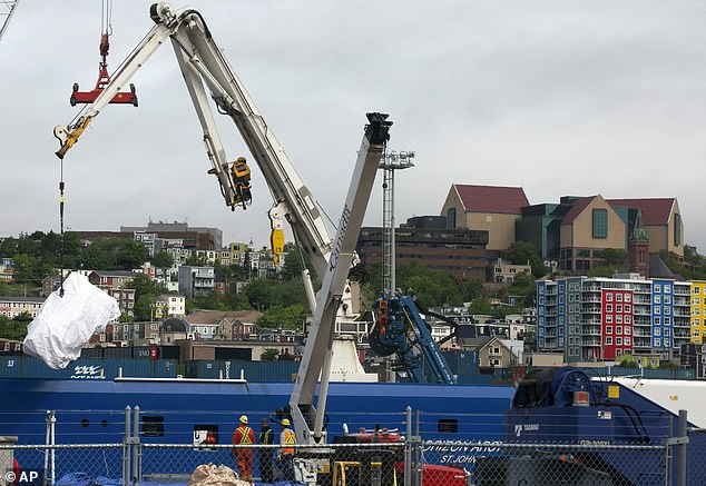 Debris from the Titan is unloaded from a ship at St John's in Newfoundland in June 2023
