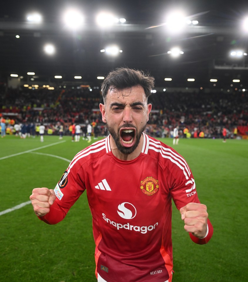 Bruno Fernandes of Manchester United celebrating.