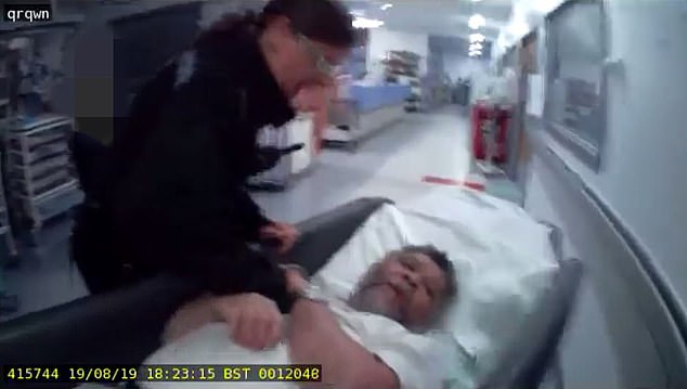 ‘You are acting like an animal,’ the female officer tells Rashid, firmly adding: ‘Your behaviour in front of your child is disgusting’