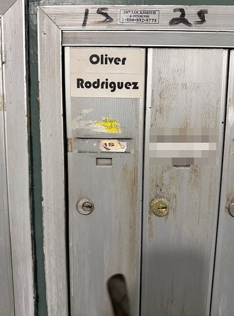 The mailboxto Rodriguez's apartment also had the name Oliver on it