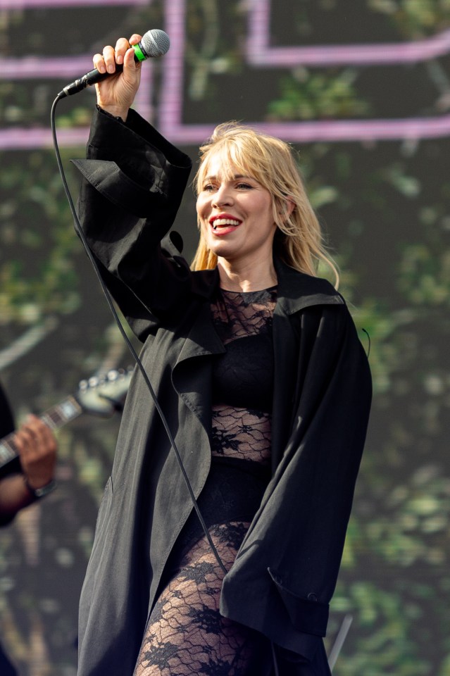 Natasha Bedingfield performing at a music festival.
