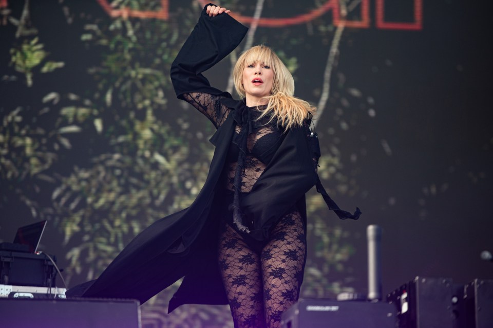 Natasha Bedingfield performing at a music festival.