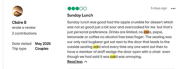 But some visitors were unimpressed after noticing several integral items, including ketchup and Coca-Cola, were missing from the menu