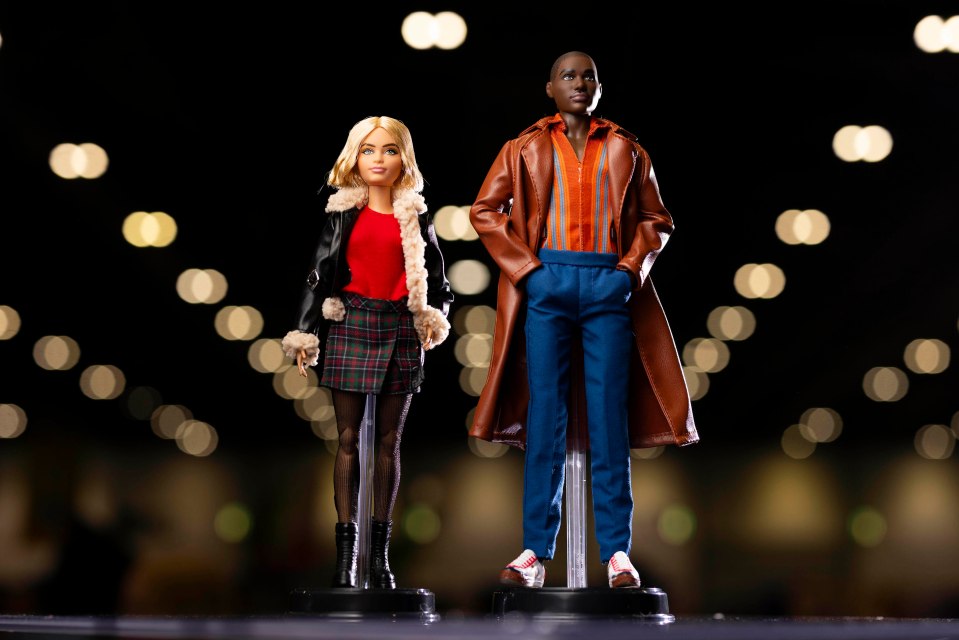 Barbie dolls of Ncuti Gatwa and Millie Gibson from Doctor Who.