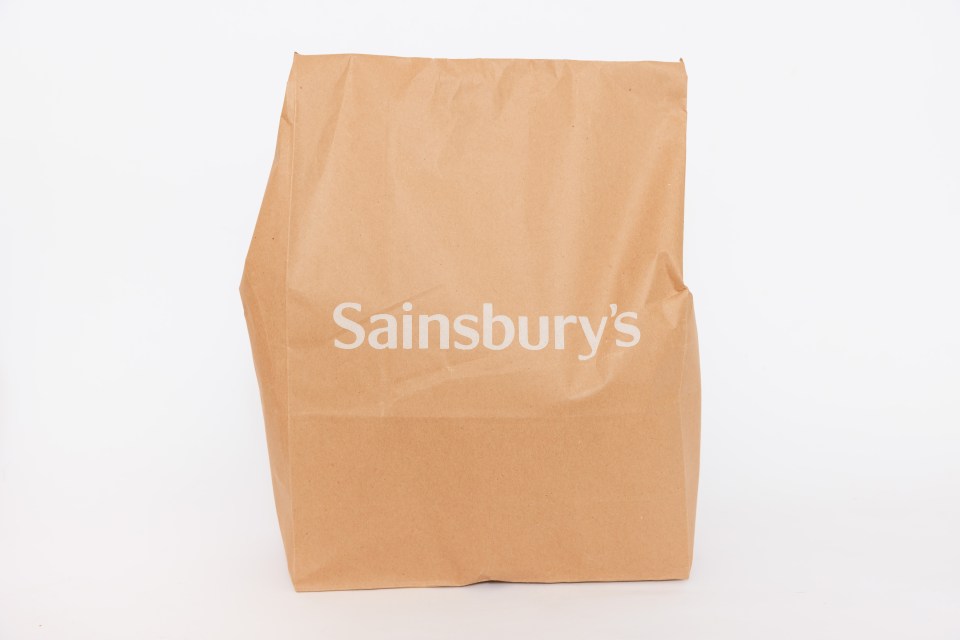 Sainsbury's paper grocery bag.