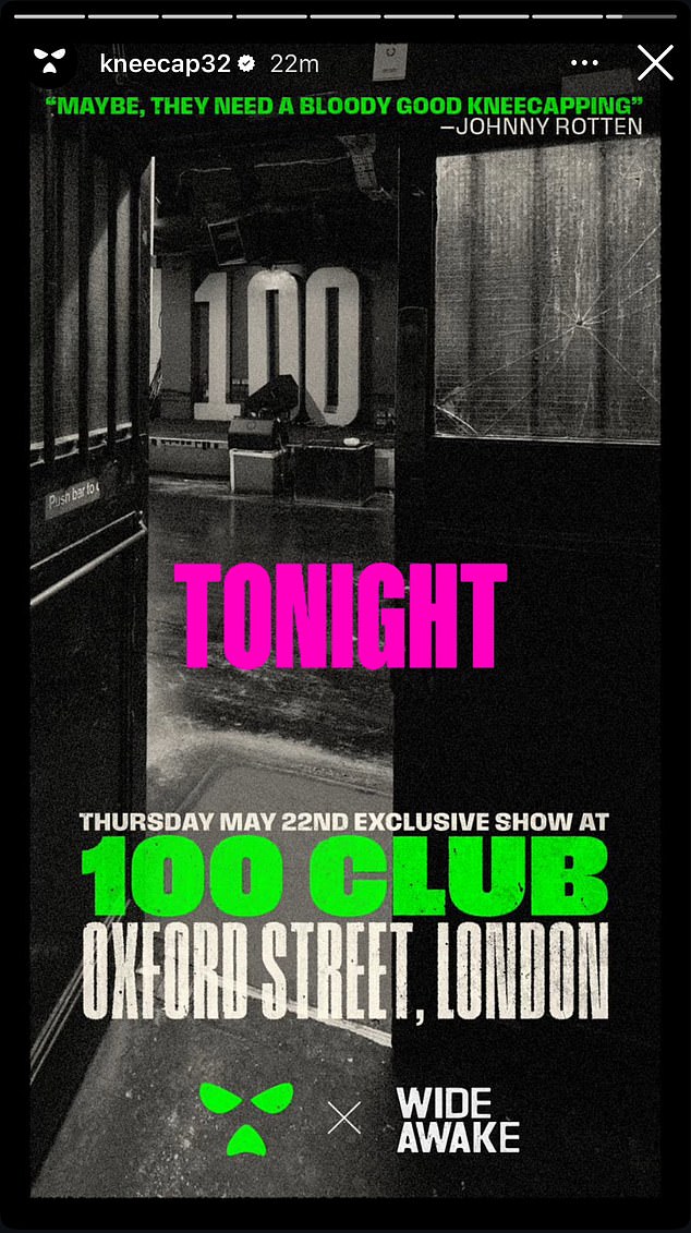 In a post to social media, they said: 'London. We're back. See you at The 100 Club tonight - tickets on sale in one hour at 4pm'
