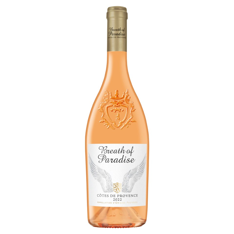 Bottle of Breath of Paradise Côtes de Provence rosé wine.