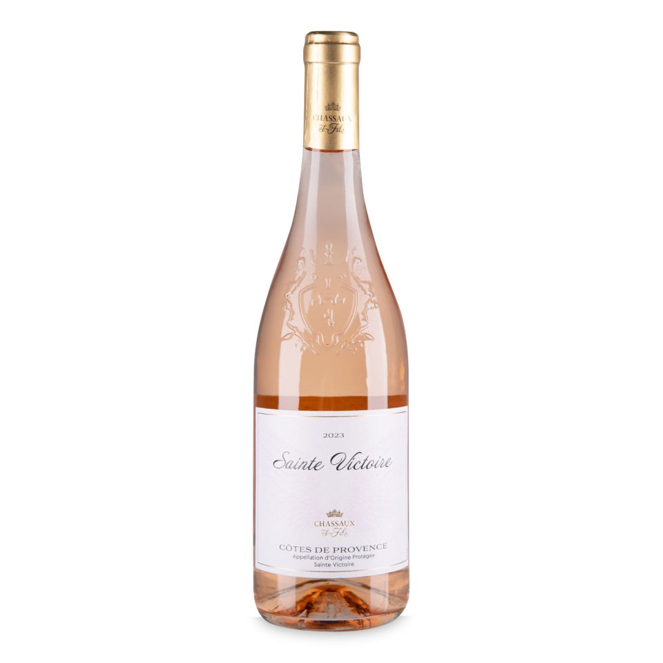 Bottle of Sainte Victoire Côtes de Provence rosé wine.